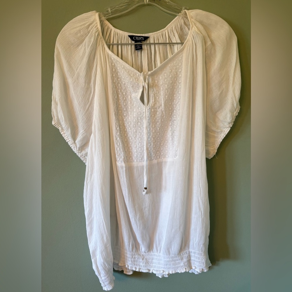 Chaps Women's White Textured Blouse